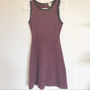 J Crew tweed like fit and flare dress maroon 00